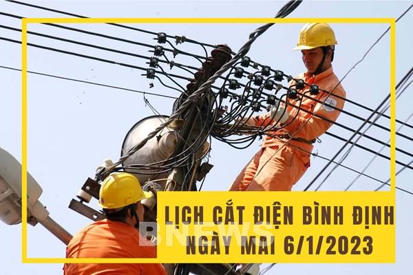 Lịch ngừng cung cấp điện Bình Định ngày mai 6/1/2023