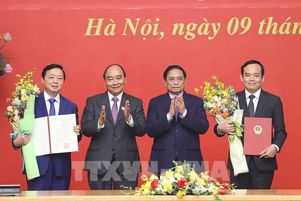 Trao quyết định bổ nhiệm hai tân Phó Thủ tướng Chính phủ Trần Lưu Quang và Trần Hồng Hà