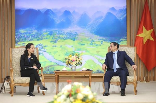 Thủ tướng tiếp Giám đốc chiến lược Chương trình của Liên minh Toàn cầu về vaccine và tiêm chủng Aurélia Nguyen