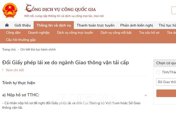 Hướng dẫn làm thủ tục, cấp đổi giấy phép lái xe qua mạng