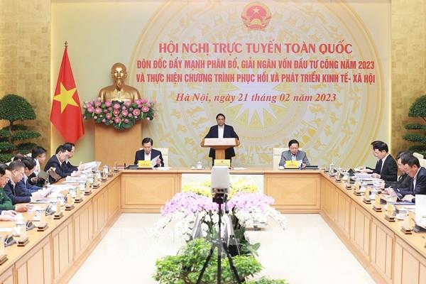 Thủ tướng Phạm Minh Chính chủ trì hội nghị trực tuyến toàn quốc về giải ngân đầu tư công
