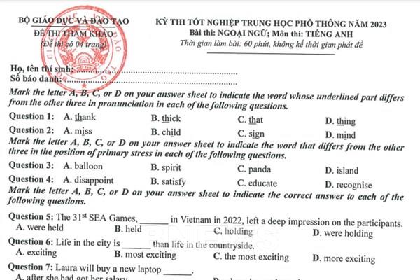 Công bố đề tham khảo 15 môn của Kỳ thi tốt nghiệp THPT năm 2023