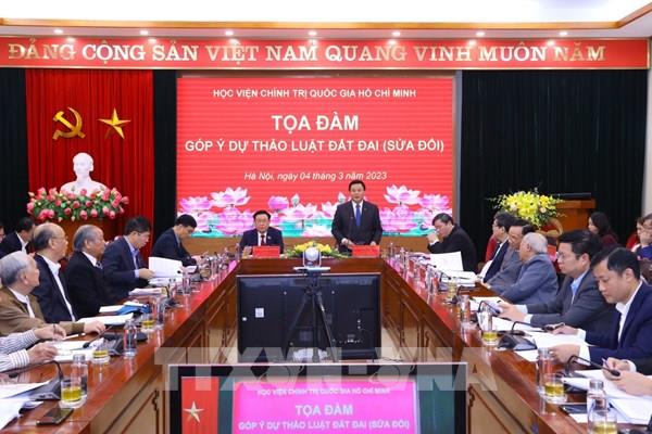 Chủ tịch Quốc hội Vương Đình Huệ chủ trì Tọa đàm góp ý dự thảo Luật Đất đai (sửa đổi)