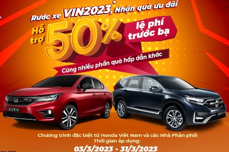 Honda Việt Nam hỗ trợ 50% lệ phí trước bạ cho khách mua xe CR-V và City
