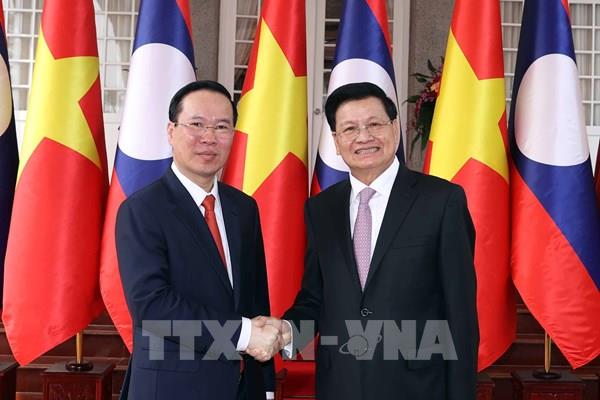 Chủ tịch nước Võ Văn Thưởng hội đàm với Tổng Bí thư, Chủ tịch nước Lào Thongloun Sisoulith