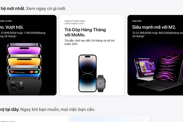 Mua sản phẩm Apple trực tuyến tại Việt Nam có thể thanh toán bằng MoMo
