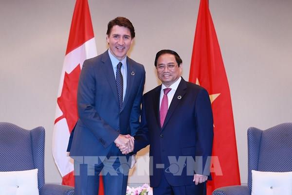 Thủ tướng Phạm Minh Chính gặp Thủ tướng Canada Justin Trudeau