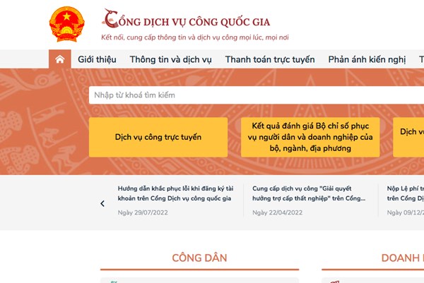 Nhiều thủ tục hành chính chưa cung cấp trên Cổng Dịch vụ công quốc gia