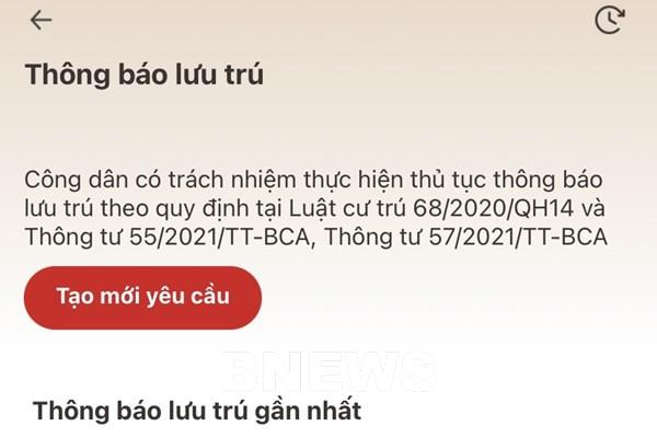 Hướng dẫn thông báo lưu trú qua ứng dụng VNeID