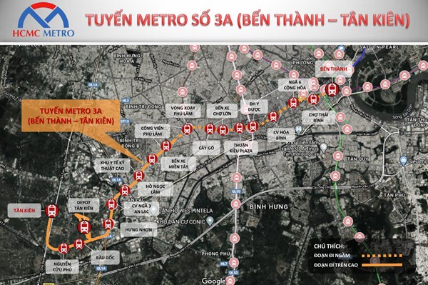 Cập nhật hoàn chỉnh đề xuất dự án Metro 3a Bến Thành – Tân Kiên
