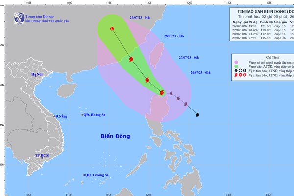 Bão DOKSURI di chuyển theo hướng Tây Bắc, giật trên cấp 17