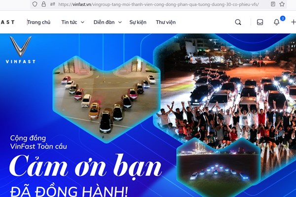 Vingroup tặng tất cả chủ xe VinFast mỗi người phần quà tương đương 30 cổ phiếu VFS