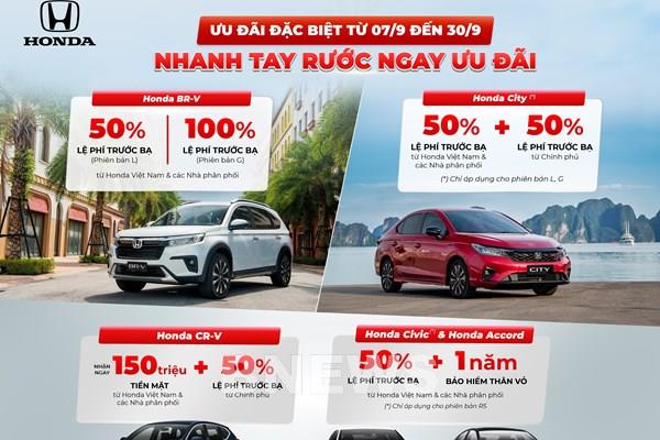 Honda Việt Nam khuyến mại cho loạt ô tô trong tháng 9 này
