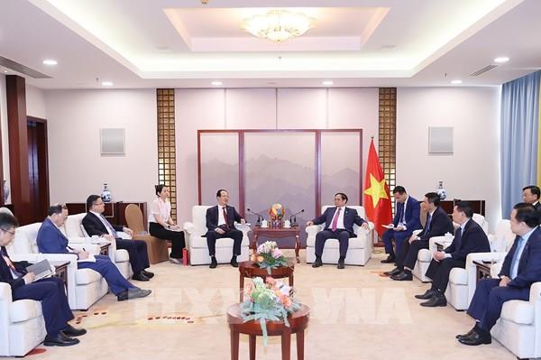 Thủ tướng Phạm Minh Chính tiếp lãnh đạo các tập đoàn công nghệ, năng lượng, phát triển hạ tầng của Trung Quốc