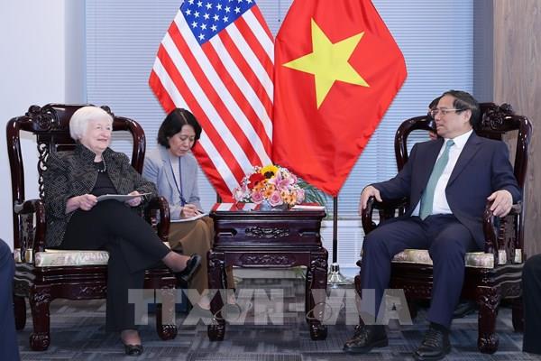 Thủ tướng Chính phủ Phạm Minh Chính tiếp Bộ trưởng Tài chính Hoa Kỳ Janet Yellen