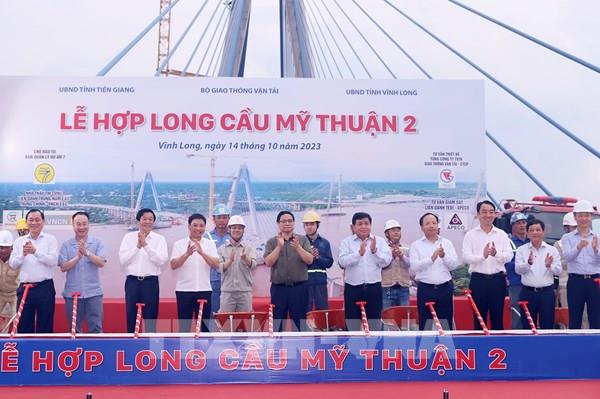 Thủ tướng Phạm Minh Chính dự Lễ hợp long cầu Mỹ Thuận 2