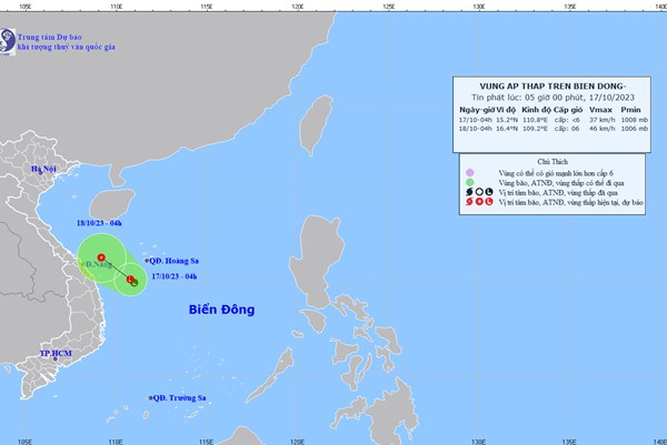 Dự báo thời tiết: Vùng áp thấp di chuyển chậm theo hướng Tây Bắc