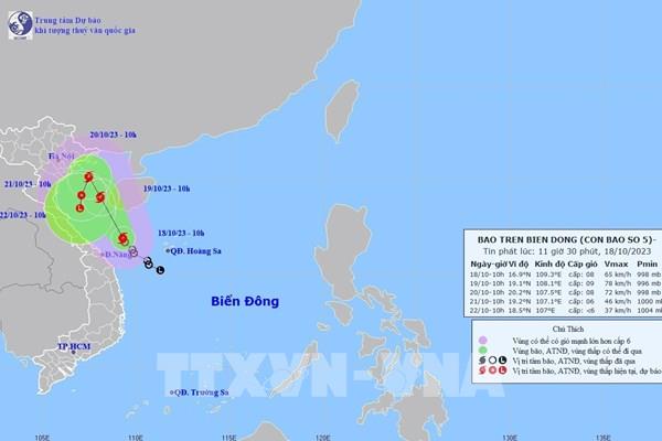 Bão số 5 giật cấp 10, có khả năng mạnh thêm