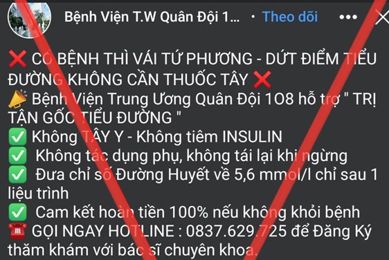 Bệnh viện Trung ương Quân đội 108 cảnh báo tài khoản giả mạo lừa người bệnh