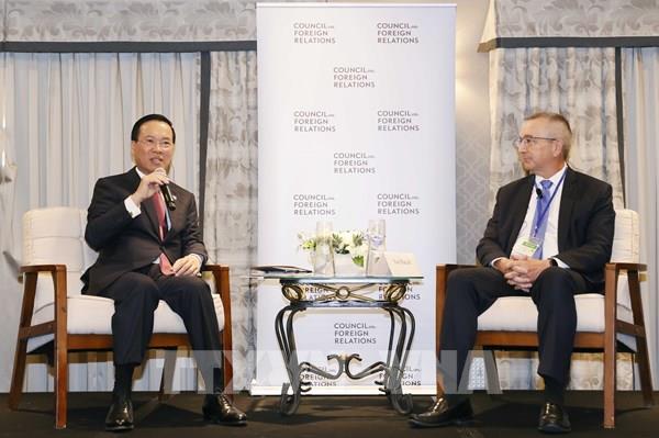 Chủ tịch nước Võ Văn Thưởng trao đổi chính sách tại Hội đồng quan hệ đối ngoại Hoa Kỳ