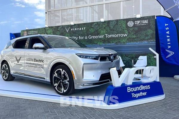 VinFast là đại diện DN Việt Nam duy nhất phát biểu, trưng bày xe VF 9 tại COP28 