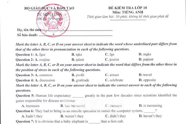 Kỳ thi tốt nghiệp THPT từ 2025: Đề thi minh họa các môn Ngoại ngữ