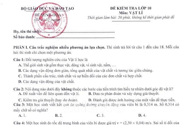 Đề thi minh họa các môn Khoa học Tự nhiên, Khoa học Xã hội kỳ thi tốt nghiệp THPT từ năm 2025