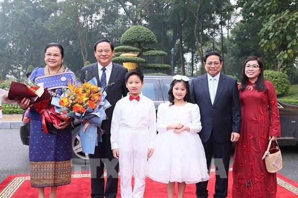 Thủ tướng Phạm Minh Chính chủ trì Lễ đón Thủ tướng Lào Sonexay Siphandone thăm chính thức Việt Nam