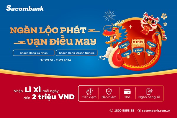 Sacombank dành hơn 10 tỷ đồng ưu đãi khách hàng Tết Nguyên đán 2024
