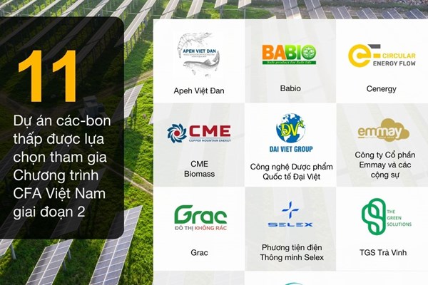 11 dự án sáng tạo về carbon thấp được lựa chọn tham gia CFA Việt Nam