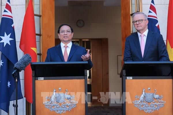 Thủ tướng Australia và Thủ tướng Phạm Minh Chính công bố thiết lập Quan hệ Đối tác Chiến lược Toàn diện Việt Nam-Australia