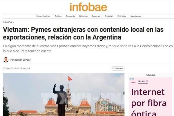 Báo chí Argentina đánh giá cao đóng góp của SMEs trong kinh tế Việt Nam