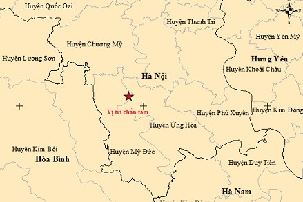 Động đất có độ lớn 4.0 xảy ra tại huyện Mỹ Đức, Hà Nội