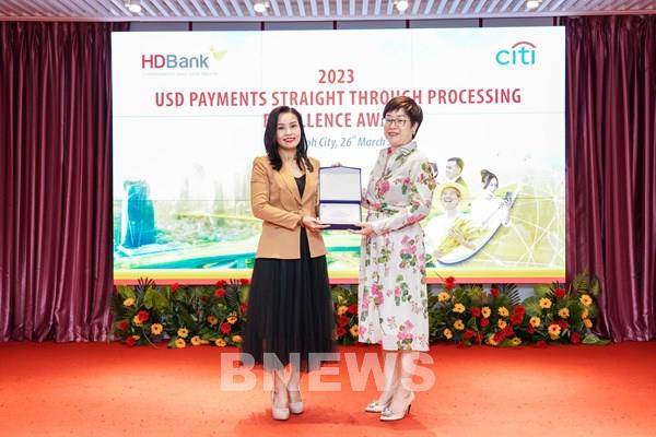 HDBank nhận “Giải thưởng chất lượng thanh toán quốc tế xuất sắc năm 2023” từ Citibank