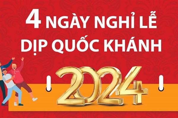 Người lao động sẽ được nghỉ 4 ngày dịp Lễ Quốc khánh năm nay