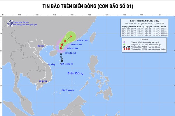 Cập nhật mới nhất đường đi của bão số 1