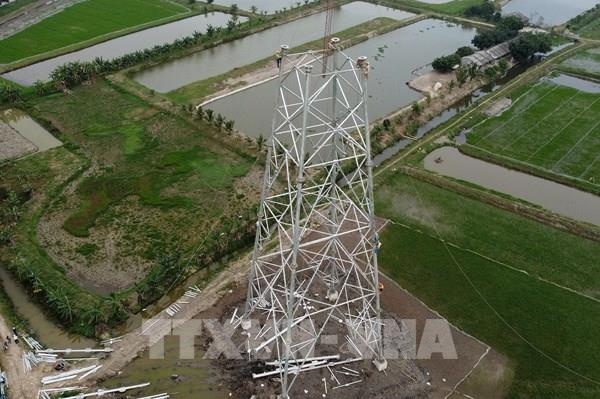 Cơ bản hoàn thành dựng cột đường dây 500kV mạch 3 đoạn Nam Định I – Thanh Hóa