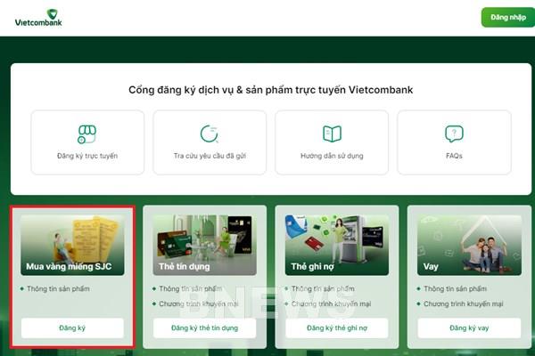 Hướng dẫn cách mua vàng miếng SJC online tại Vietcombank