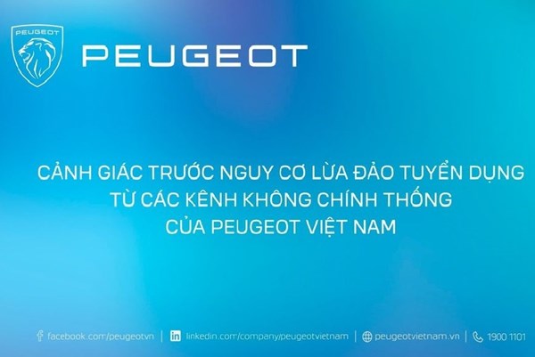 Cảnh báo việc mạo danh Peugeot Việt Nam để lừa đảo tuyển dụng 