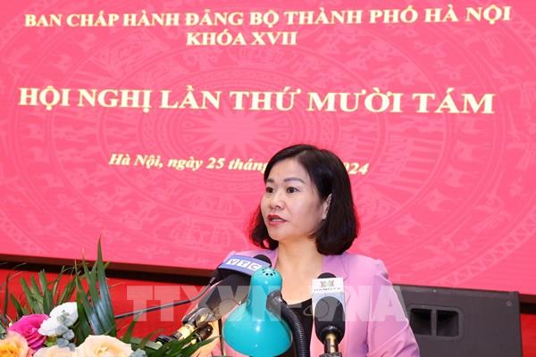 Bộ Chính trị phân công đồng chí Nguyễn Thị Tuyến điều hành Thành ủy Hà Nội