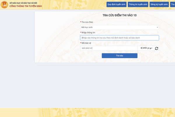 Tra cứu điểm thi vào lớp 10 Hà Nội