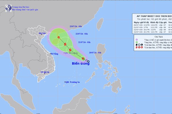 Dự báo thời tiết ngày 20/7: Áp thấp nhiệt đới có khả năng mạnh lên thành bão