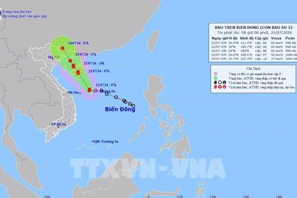 Áp thấp nhiệt đới trên vùng biển Hoàng Sa đã mạnh lên thành bão số 2