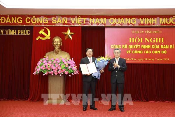 Vĩnh Phúc công bố Quyết định của Ban Bí thư về công tác cán bộ