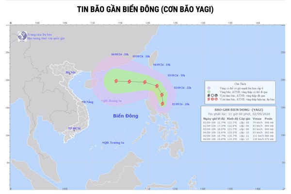 Cập nhật mới nhất đường đi của bão YAGI 