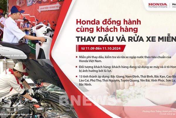 Honda hỗ trợ 100% chi phí thay dầu ô tô, xe máy cho người dân vùng lũ