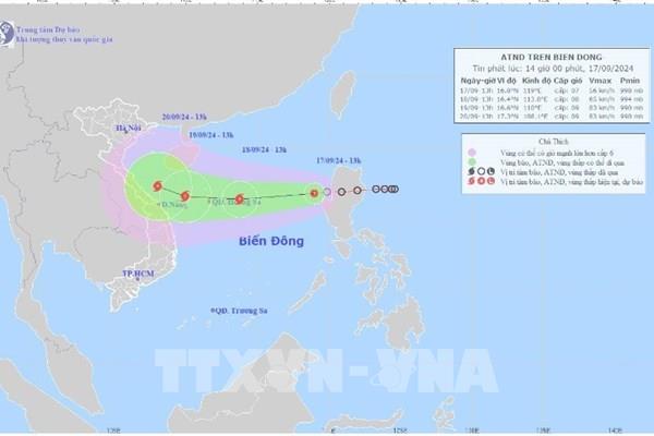Áp thấp nhiệt đới trên Biển Đông có hướng di chuyển phức tạp