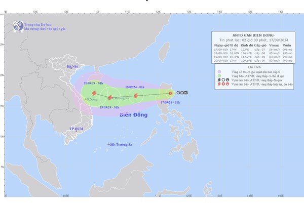 Thời tiết ngày 17/9: Áp thấp nhiệt đới mạnh lên thành bão
