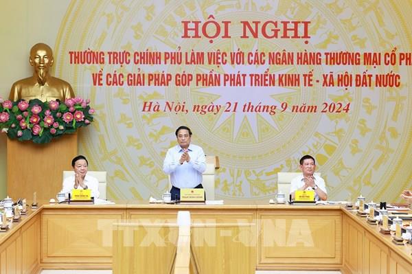 Thủ tướng Phạm Minh Chính làm việc với các ngân hàng thương mại phục vụ phát triển đất nước