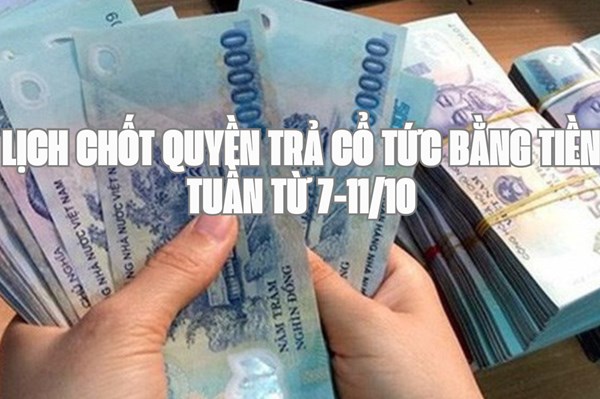 Lịch chốt quyền trả cổ tức bằng tiền tuần tới (từ 7/10-11/10):  SLS trả cổ tức khủng 200% 